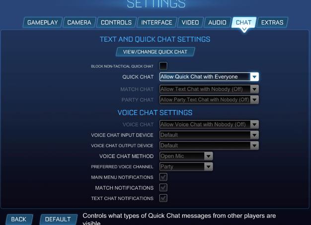 Настройки чатов