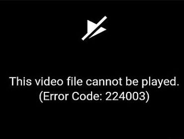 Ошибка 224003: невозможно воспроизвести данный видеофайл